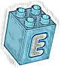 Część LEGO® 31110pb148 Duplo, Klocek 2 x 2 x 2 z Jasnoaqua Wielką Literą E z Ciemnoaqua Obwódką, Wzór