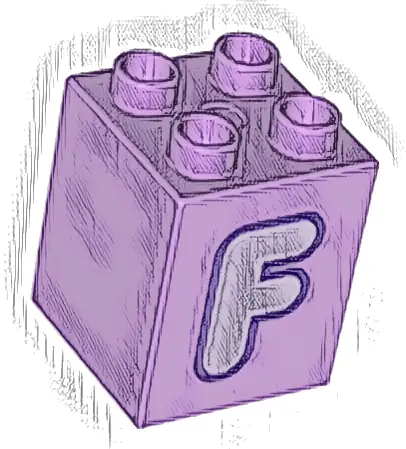 Duplo, Brick 2 x 2 x 2 with Lavender Capital Letter F with Dark Purple Outline Pattern