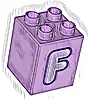 Część LEGO® 31110pb149 Duplo, Klocek 2 x 2 x 2 z Lawendową Wielką Literą F z Ciemnofioletową Obwódką, Wzór