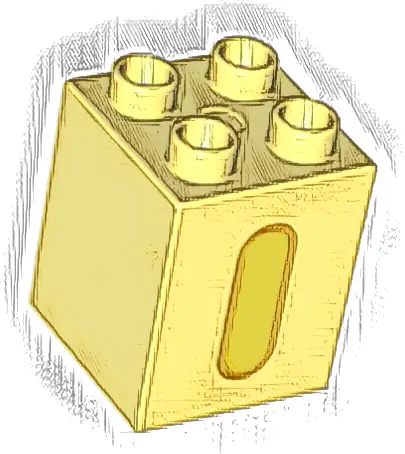 Duplo, Brick 2 x 2 x 2 with Yellow Capital Letter I with Bright Light Orange Outline Pattern