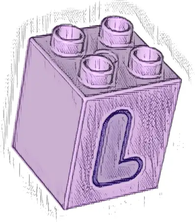 Duplo, Brick 2 x 2 x 2 with Medium Lavender Capital Letter L with Dark Purple Outline Pattern