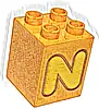 Część LEGO® 31110pb156 Duplo, Klocek 2 x 2 x 2 z Jasnopomarańczową Wielką Literą N z Czerwonobrązową Obwódką, Wzór
