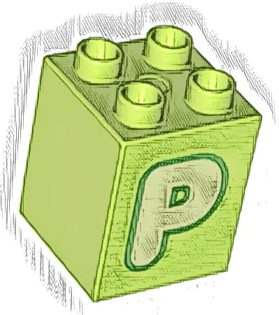 Duplo, Brick 2 x 2 x 2 with Yellowish Green Capital Letter P with Green Outline Pattern