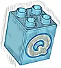 Część LEGO® 31110pb159 Duplo, Klocek 2 x 2 x 2 z Jasnoaqua Wielką Literą Q z Ciemnoaqua Obwódką, Wzór