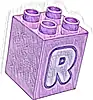 Część LEGO® 31110pb160 Duplo, Klocek 2 x 2 x 2 z Lawendową Wielką Literą R z Ciemnofioletową Obwódką, Wzór