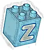 Część LEGO® 31110pb169 Duplo, Klocek 2 x 2 x 2 z Jasnoaqua Wielką Literą Z z Ciemnoaqua Obwódką, Wzór