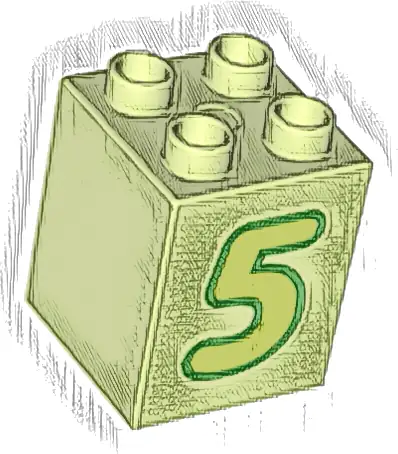 Duplo, Brick 2 x 2 x 2 with Lime Number 5 with Green Outline Pattern