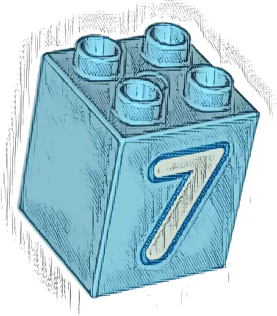 Duplo, Brick 2 x 2 x 2 with Light Aqua Number 7 with Dark Azure Outline Pattern