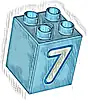 Część LEGO® 31110pb176 Duplo, Klocek 2 x 2 x 2 z Jasnoaqua Siódemką z Ciemnobłękitnym Konturem – Wzór
