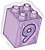 Część LEGO® 31110pb178 Duplo, Klocek 2 x 2 x 2 z Fioletową Dziewiątką z Ciemnofioletowym Konturem – Wzór