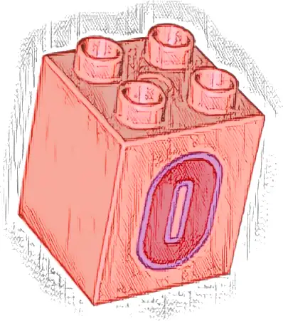 Duplo, Brick 2 x 2 x 2 with Red Number 0 with Medium Lavender Outline Pattern