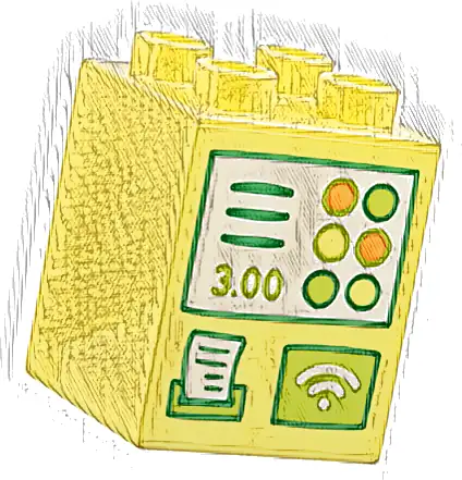 Duplo, Brick 2 x 2 x 2 with Cash Register, Buttons, Receipt, '3.00' and Contactless Payment Pattern