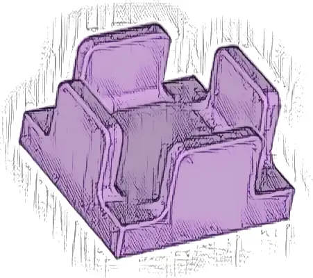 Container, Box 2 x 2 x 1 Half with 4 Side Supports