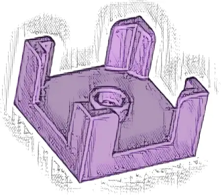 Container, Box 2 x 2 x 1 Half with Stud and 4 Corner Supports