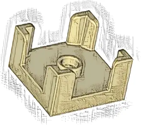 Container, Box 2 x 2 x 1 Half with Stud and 4 Corner Supports