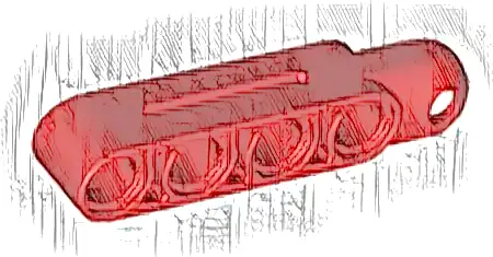 Technic, Steering Arm 5 x 1 with Tow Ball Socket Rounded, Chamfered (Type 2)
