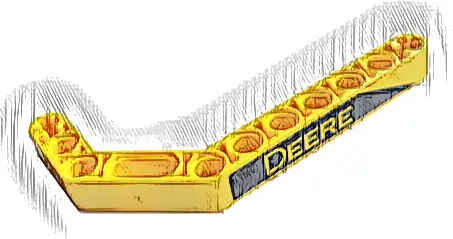 Technic, Liftarm, Modified Bent Thick 1 x 11.5 Double with Black Stripe and Yellow 'DEERE' Pattern Model Left Side (Sticker) - Set 42136