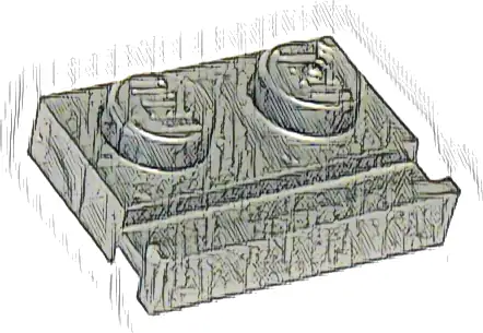 Plate, Modified 1 x 2 with Door Rail