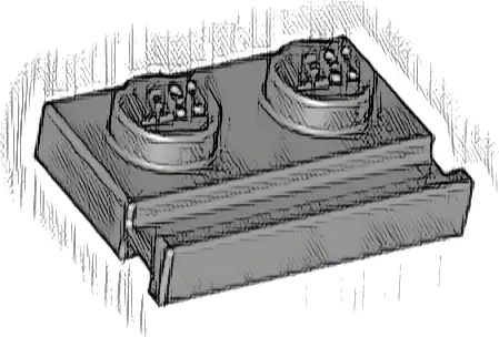 Plate, Modified 1 x 2 with Door Rail