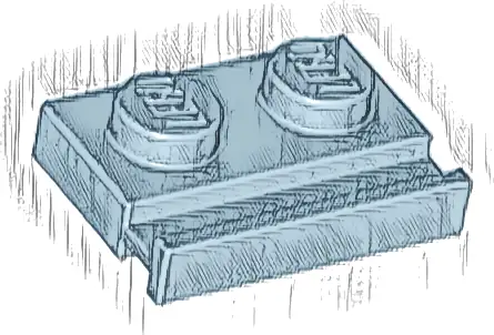 Plate, Modified 1 x 2 with Door Rail