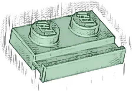 Plate, Modified 1 x 2 with Door Rail
