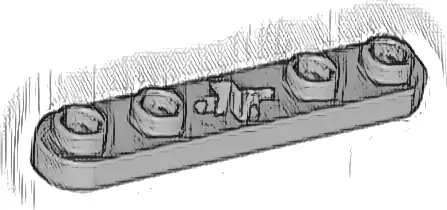 Technic, Plate 1 x 5 with Smooth Ends, 4 Studs and Center Axle Hole