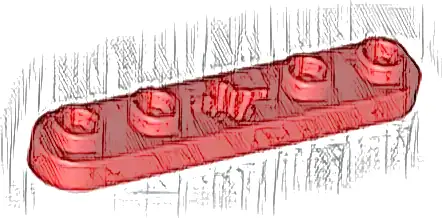 Technic, Plate 1 x 5 with Smooth Ends, 4 Studs and Center Axle Hole