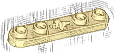 Technic, Plate 1 x 5 with Smooth Ends, 4 Studs and Center Axle Hole