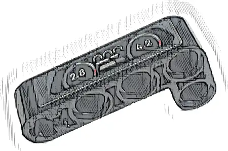 Technic, Liftarm, Modified Bent Thick L-Shape 2 x 4 with Dashboard with Speedometer, '2.8' and '4.2' Pattern (Sticker) - Set 42126