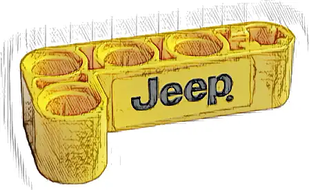 Technic, Liftarm, Modified Bent Thick L-Shape 2 x 4 with Black Jeep Logo Pattern Model Left Side (Sticker) - Set 42122