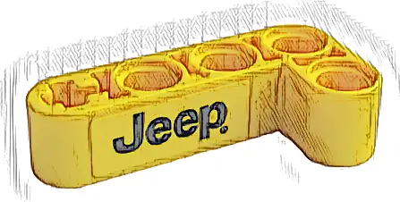 Technic, Liftarm, Modified Bent Thick L-Shape 2 x 4 with Black Jeep Logo Pattern Model Right Side (Sticker) - Set 42122