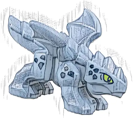 Dragon, Baby with 4 Feet and Open Wings with Lime Eyes and Dark Blue Scales Pattern (Riyu)