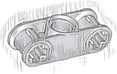 Technic, Axle and Pin Connector Perpendicular 3L with Center Pin Hole