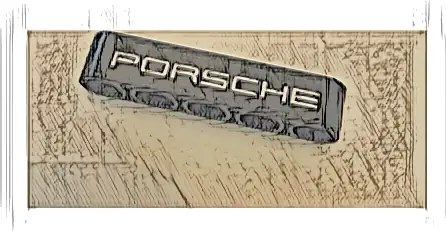 Technic, Liftarm Thick 1 x 5 with White 'PORSCHE' on Black Background Pattern (Sticker) - Set 42096