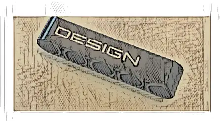 Technic, Liftarm Thick 1 x 5 with White 'DESIGN' on Black Background Pattern (Sticker) - Set 42096