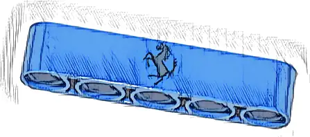 Technic, Liftarm Thick 1 x 5 with Ferrari Logo Black Horse Pattern