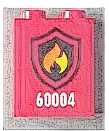 Brick 1 x 2 x 2 with Inside Stud Holder with Black and Yellow Fire Logo Badge Pattern (Sticker) - Set 60004