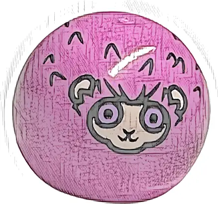 Technic Ball Joint with Light Nougat Animal Face and Ears, Medium Lavender Eyes, Black Fur Lines Pattern (HP Pygmy Puff)