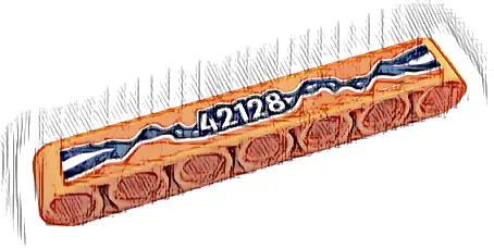 Technic, Liftarm Thick 1 x 7 with White '42128', Blue and Dark Azure Lightning Pattern (Sticker) - Set 42128