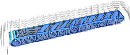 Technic, Liftarm Thick 1 x 11 with Black Diagonal Stripes Pattern Model Left Side (Sticker) - Set 42141