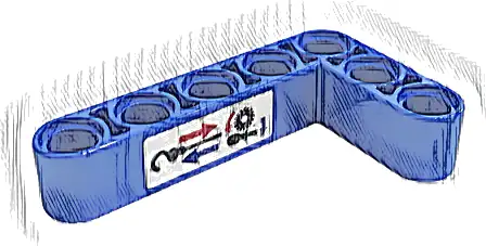 Technic, Liftarm, Modified Bent Thick L-Shape 3 x 5 with Black Hook, Blue and Red Arrows and Gear on White Background Pattern (Sticker) - Set 42128