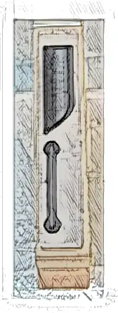 Technic, Liftarm, Modified Bent Thick L-Shape 3 x 5 with Black Window and Door Handle Pattern Model Left Side (Sticker) - Set 42167