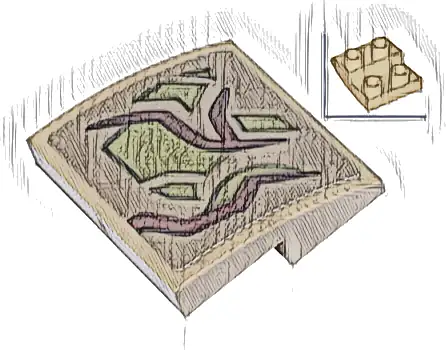 Slope, Curved 2 x 2 x 2/3 Inverted with Reddish Brown Vines and Olive Green Patches Pattern (Sticker) - Set 76297