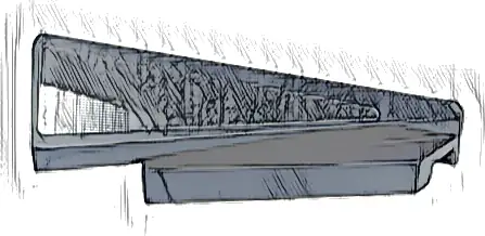 Wedge 5 x 1 x 1 1/3 with 4 x 1 Base Right with White and Silver Window Frame Pattern (Sticker) - Set 76918