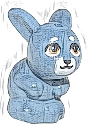 Bunny / Rabbit, Friends, Sitting with Medium Nougat Eyes, Black Nose and Mouth, and White Muzzle Pattern