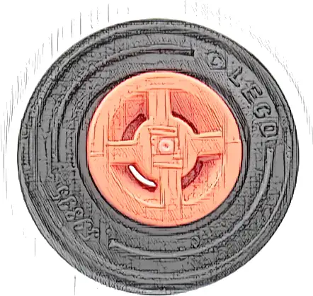 Wheel 8mm D. x 6mm with Slot with Black Tire 14mm D. x 4mm Smooth Small Single with Number Embossed on Side (34337 / 59895)