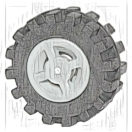 Wheel 8mm D. x 6mm with Slot with Black Tire 15mm D. x 6mm Offset Tread Small - Band Around Center of Tread (34337 / 87414)