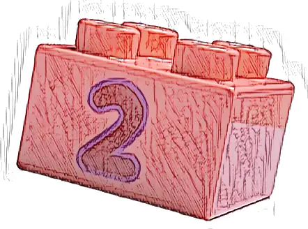 Duplo, Brick 2 x 2 with Dark Red Number 2 with Dark Purple Outline Pattern