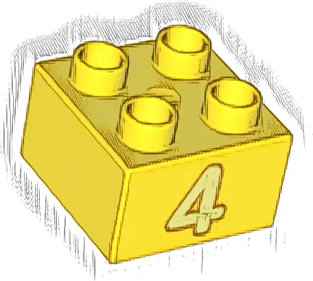 Duplo, Brick 2 x 2 with Number 4 Bright Light Yellow Pattern