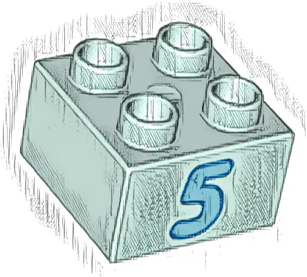 Duplo, Brick 2 x 2 with Number 5 Medium Azure Pattern